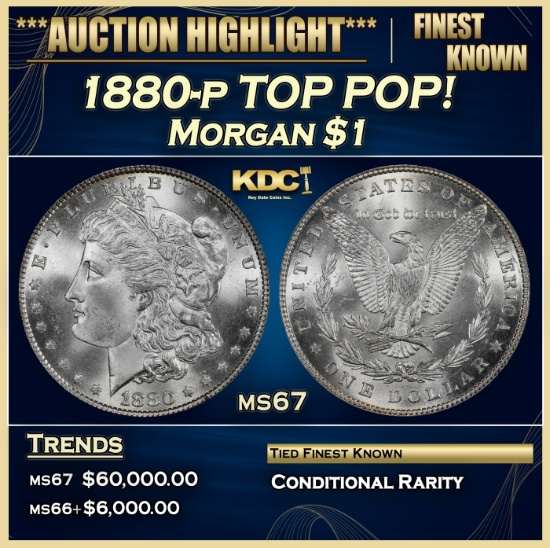 1880-p Morgan Dollar TOP POP! $1 ms67 SEGS