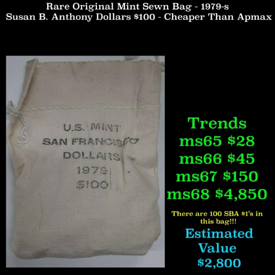 Rare Original Mint Sewn Bag - 1979-s Susan B. Anthony Dollars $100 - Cheaper Than Apmax