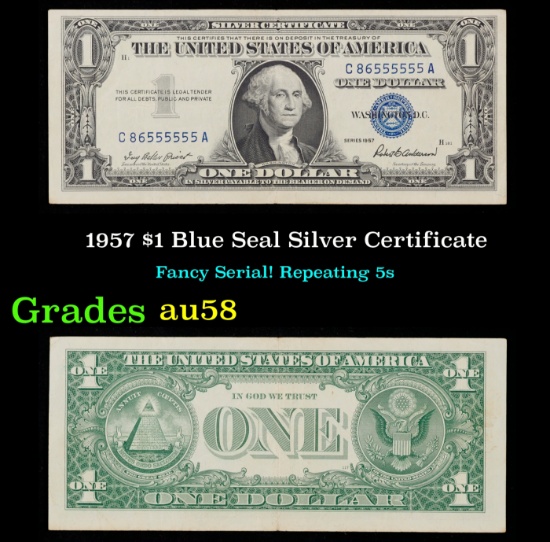 1957 $1 Blue Seal Silver Certificate Grades Choice AU/BU Slider