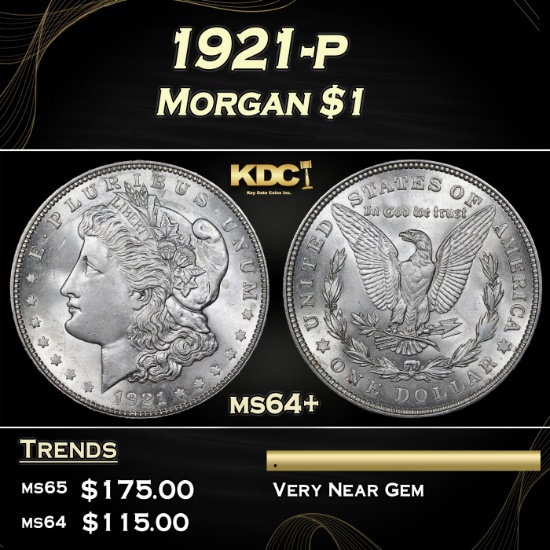1921-p Morgan Dollar $1 Grades ms64+