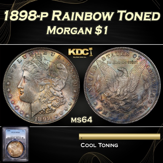 PCGS 1898-p Morgan Dollar Rainbow Toned 1 ms64 PCGS