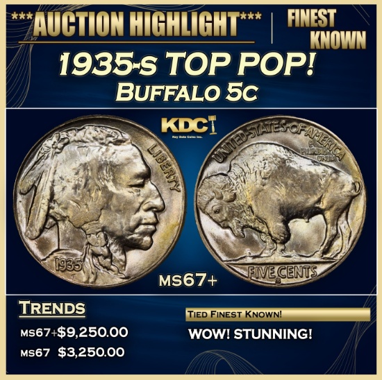 1935-s Buffalo Nickel TOP POP! 5c ms67+ SEGS