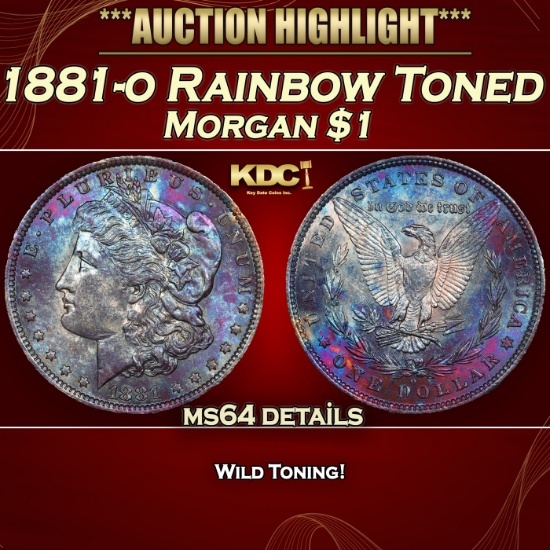 1881-o Morgan Dollar Rainbow Toned $1 ms64 details SEGS
