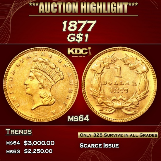 1877 Gold Dollar 1 ms64 USCG