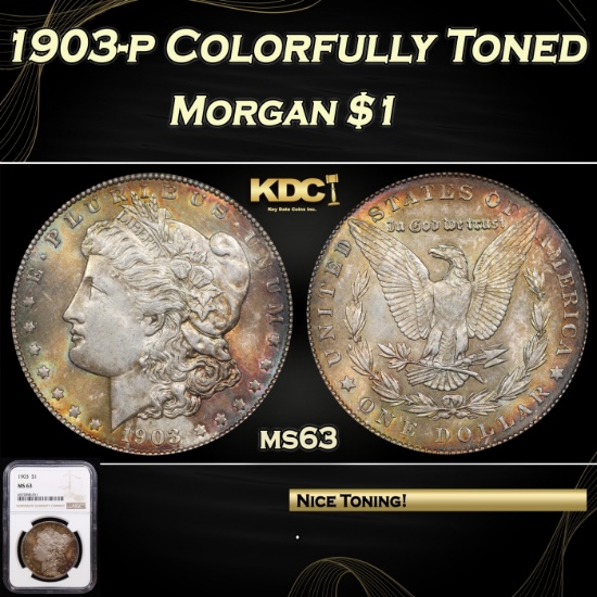 NGC 1903-p Morgan Dollar Colorfully Toned 1 ms63 NGC