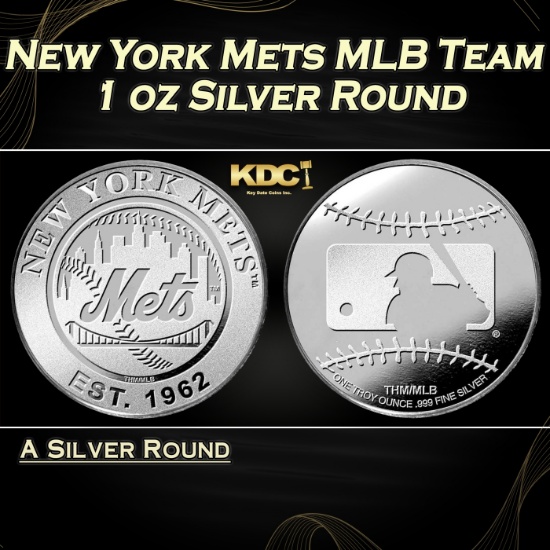New York Mets MLB Team - 1 oz Silver Round Round