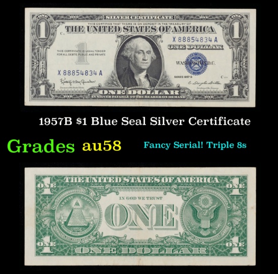 1957B $1 Blue Seal Silver Certificate Grades Choice AU/BU Slider