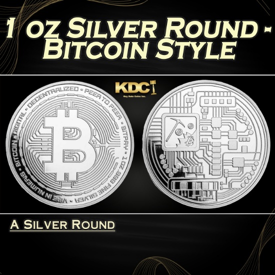 1 oz Silver Round - Bitcoin Style Round
