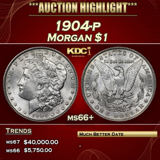 1904-p Morgan Dollar 1 ms66+ SEGS