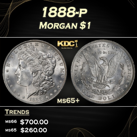 1888-p Morgan Dollar $1 Grades ms65+