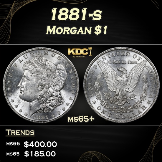 1881-s Morgan Dollar $1 Grades ms65+