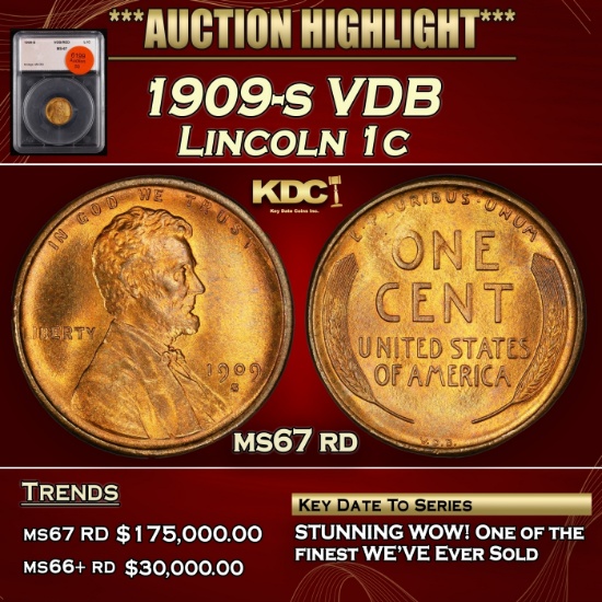 *Highlight* 1909-s VDB Lincoln Cent 1c ms67 rd SEGS (fc)