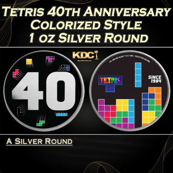 Tetris 40th Anniversary Colorized Style - 1 oz Silver Round Round