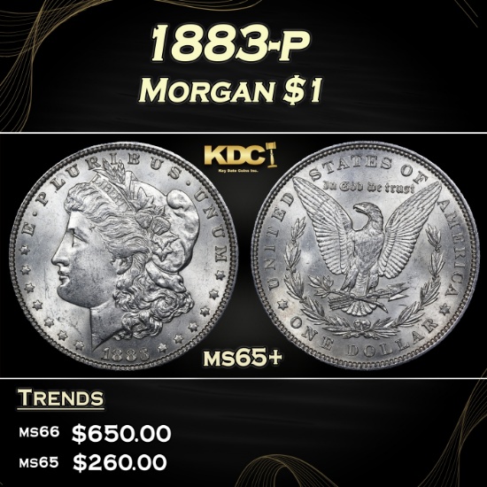 1883-p Morgan Dollar $1 Grades ms65+