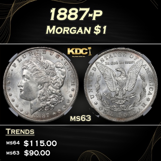 NGC 1887-p Morgan Dollar $1 ms63 NGC