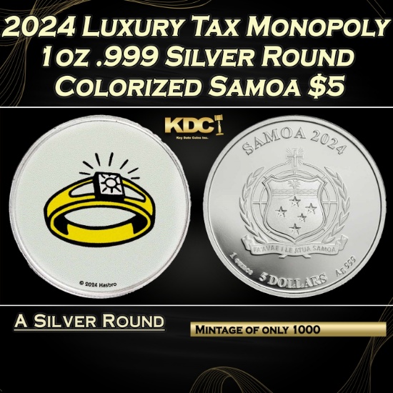 2024 Luxury Tax Monopoly 1oz .999 Silver Round Colorized Samoa Round