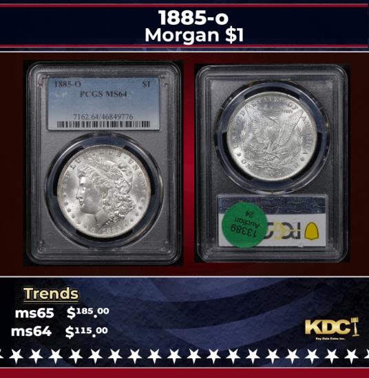 PCGS 1885-o Morgan Dollar $1 ms64 PCGS