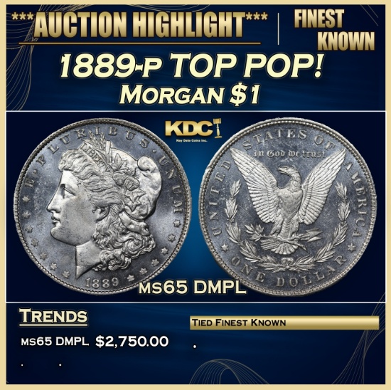 1889-p Morgan Dollar TOP POP! 1 ms65 DMPL SEGS