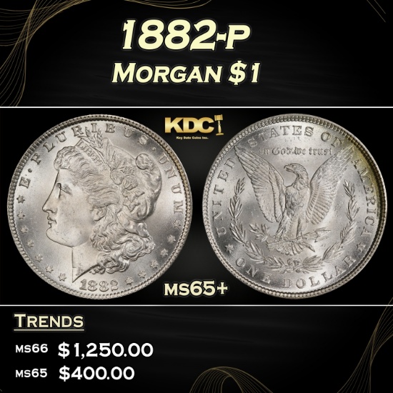 1882-p Morgan Dollar $1 Grades ms65+