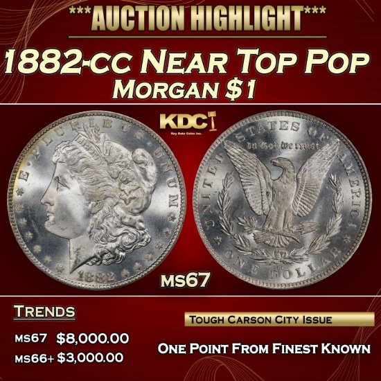 1882-cc Morgan Dollar Near Top Pop $1 ms67 SEGS