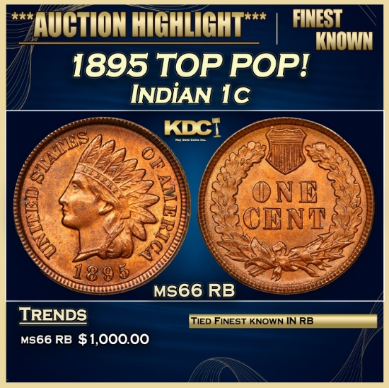 1895 Indian Cent TOP POP! 1c ms66 RB SEGS