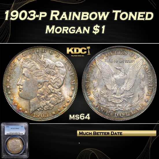 PCGS 1903-p Morgan Dollar Rainbow Toned 1 ms64 PCGS