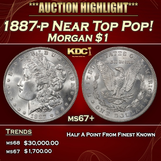 1887-p Morgan Dollar Near Top Pop! $1 ms67+ SEGS