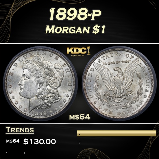 1898-p Morgan Dollar $1 ms64 ICG