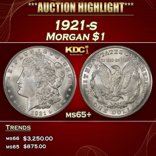 1921-s Morgan Dollar $1 ms65+ SEGS