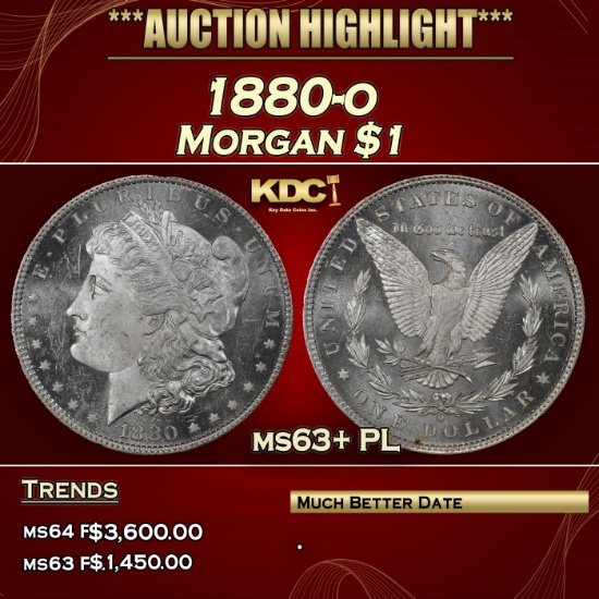 1880-o Morgan Dollar $1 ms63+ PL SEGS