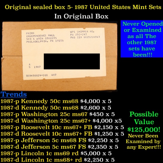 Original sealed box 5- 1987 United States Mint Sets