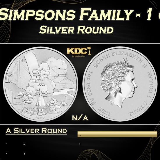 2021 Tuvalu The Simpsons Family - 1 oz Silver Round Round