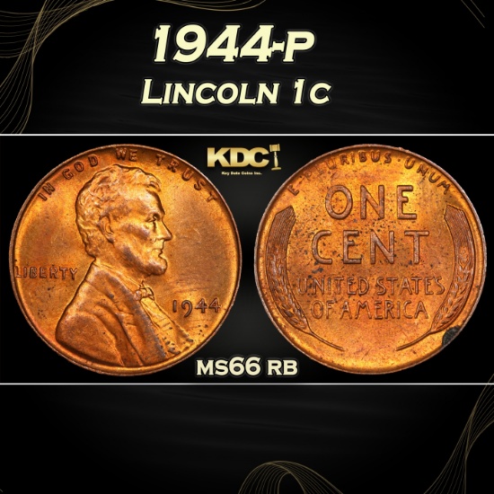 1944-p Lincoln Cent 1c Grades ms66 rb