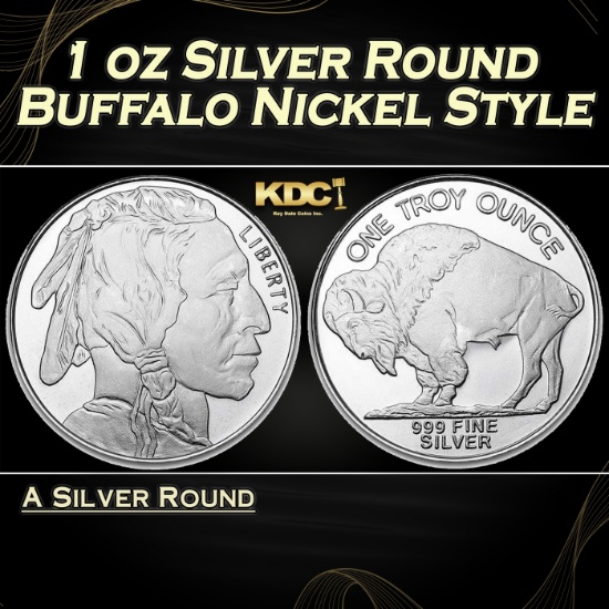 1 oz Silver Round - Buffalo Nickle Style Round