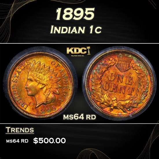 1895 Indian Cent 1c ms64 rd ACG