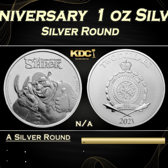 2021 Shrek 20th Anniversary  1 oz Silver $2 Niue BU Coin Round