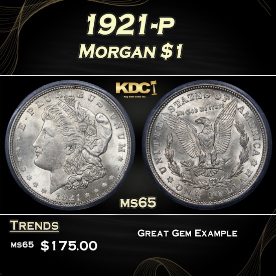 1921-p Morgan Dollar $1 ms65 ICG