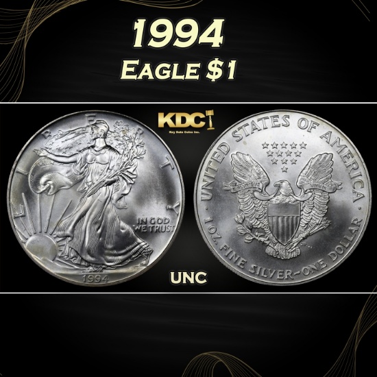 1994 Silver Eagle Dollar $1 Grades unc