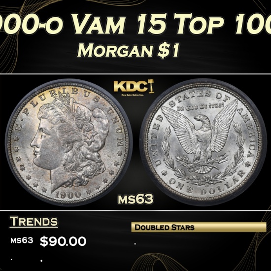 1900-o Morgan Dollar Vam 15 Top 100 $1 ms63 ICG
