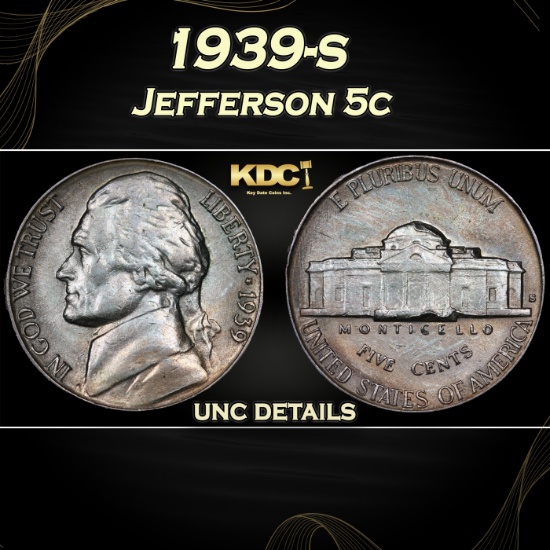 1939-s Jefferson Nickel 5c Grades unc details