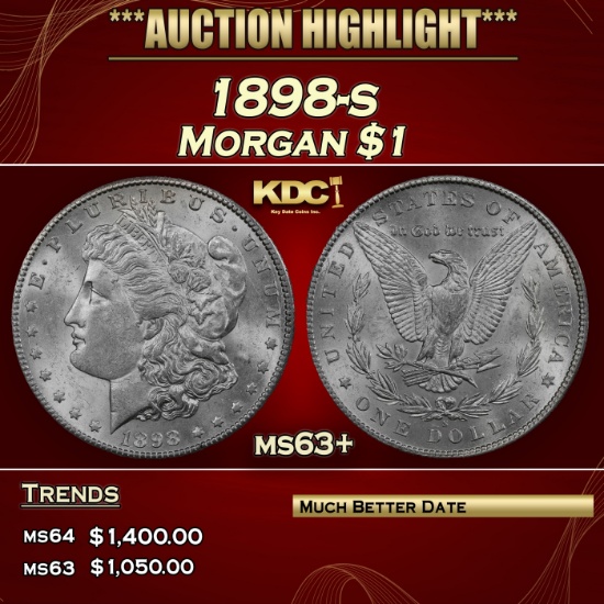 1898-s Morgan Dollar $1 ms63+ USCG