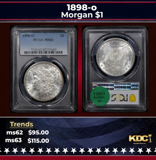 PCGS 1898-o Morgan Dollar $1 ms62 PCGS