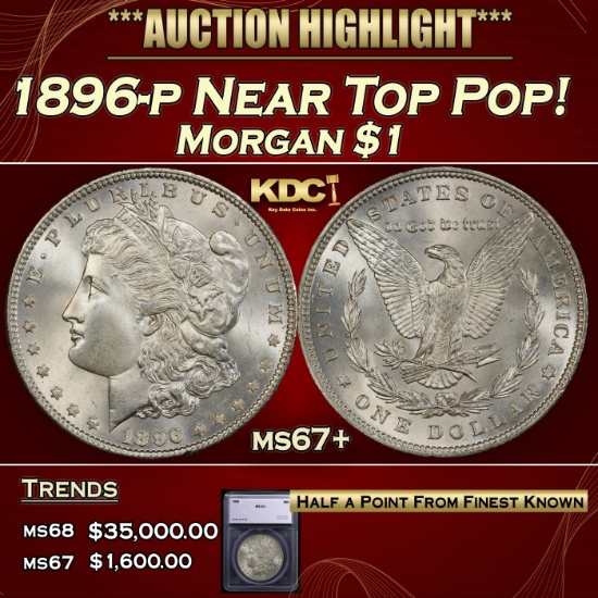 1896-p Morgan Dollar Near Top Pop! $1 ms67+ SEGS