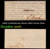 1863 Confederate States $60 Cotton Note Grades Choice AU