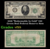 1928 $20 Green Seal Federal Reserve Note 