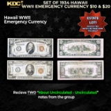 Set of 1934/1935 Hawaii WWII Emergency Currency $1 & KEY $5 Grades AU/CU