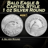 Bald Eagle & Capitol Style - 1 oz Silver Round Round