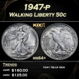 1947-p Walking Liberty Half Dollar 50c Grades ms64+