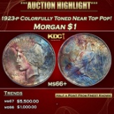 1923-p Morgan Dollar Colorfully Toned Near Top Pop! 1 Grades ms66+