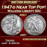 1947-d Walking Liberty Half Dollar Near Top Pop! 50c ms67 SEGS